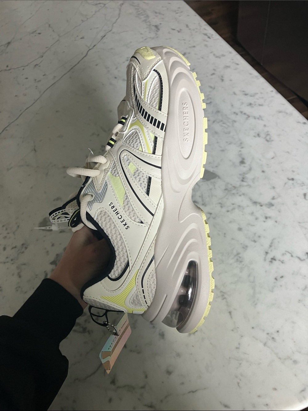 Skechers Cream and Pale Yellow Chunky Athletic Sneakers - Picture 7 of 8